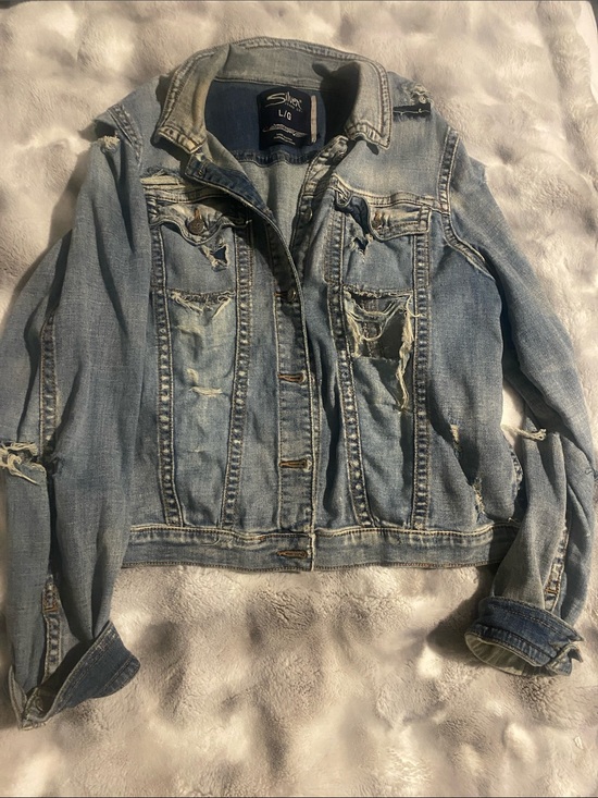 Silver Jeans Jackets & Blazers - Silver Jeans Light Blue Distressed Denim Jacket